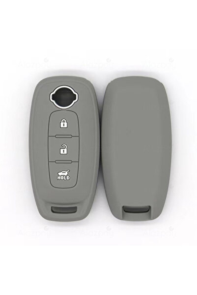 Alazpay غطاء مفتاح سيليكون لسيارة نيسان قاشقاي تريل جوك (رمادي أبيض - غطاء جديد)