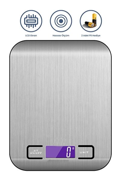 Virnex Plt Power Dijital Hassas Paslanmaz Yüzeyli Mutfak Terazisi Tartısı 10K...