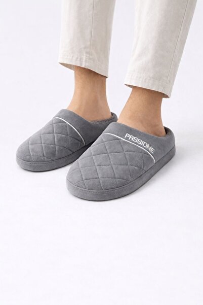 ARONA Passione Unisex Ev Terliği - Yumuşak Taban, Gri
