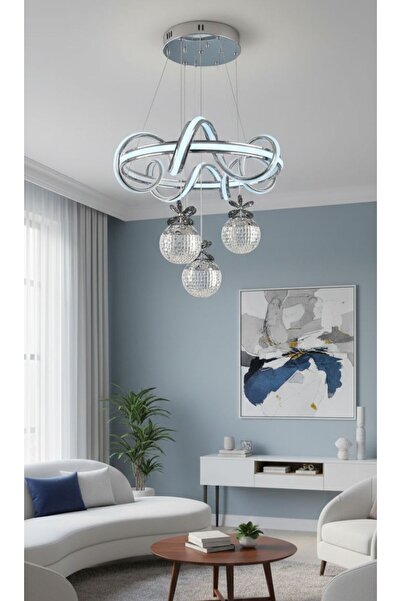 Sunbox toplu avize 3 renk sarkık krom kasa