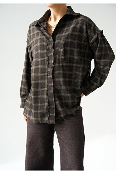 HARMONISTIL Kahve-Yeşil Ekose Gömlek