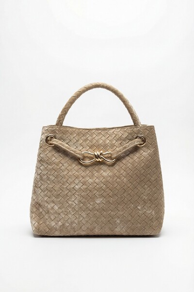 BAHELS Women's Venty Beige Color Gold Buckle Hand and Shoulder Bag