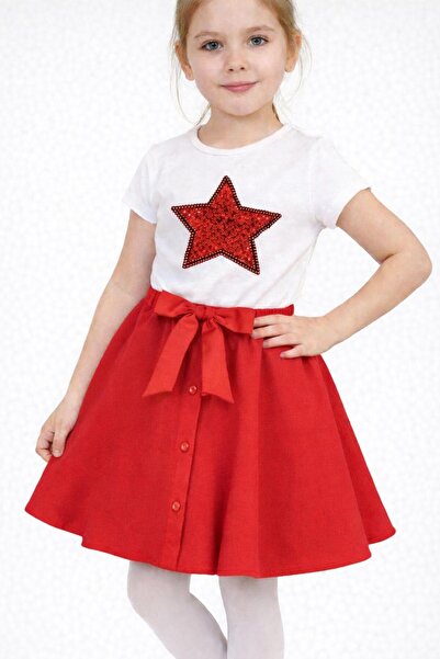 Kuraff Giyim 23 April 29 October Button Front Flared Skirt Star T-Shirt Girls...