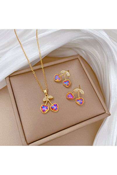 Choice N2970 E6128 DIEYURO 316L Stainless Steel Cute Gradient Cherry Pendant ...