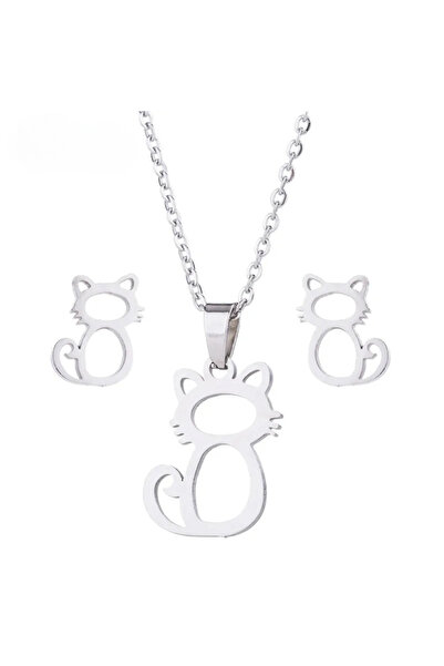 Choice Silver Jewelry Set Lovely Gold Color Kitten Cat Stainless Steel Jewelr...