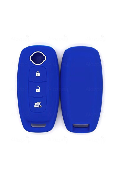 Alazpay غطاء مفتاح سيليكون لسيارة نيسان قاشقاي تريل جوك (أزرق أبيض - علبة جديدة)