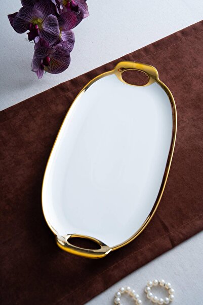 ACAR Arven Arven Oval Gold Presentation Tray - 45*23*4 Cm.