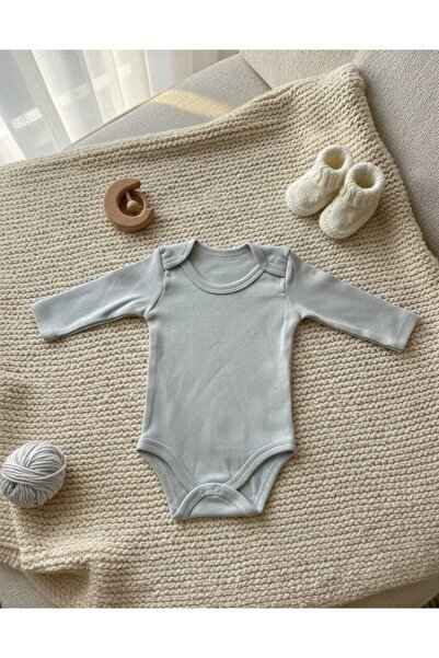 %100 Pamuklu Beyaz Alttan Çıtçıtlı Uzun Kollu Bebek Body Zıbın
