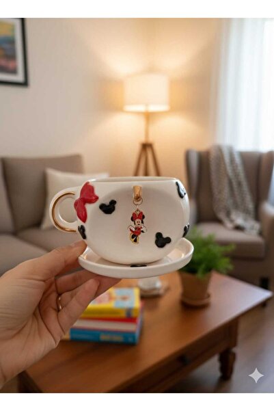 Ceresshop EL YAPIMI KIRMIZI MİNNİE MOUSE SERAMİK MUG2