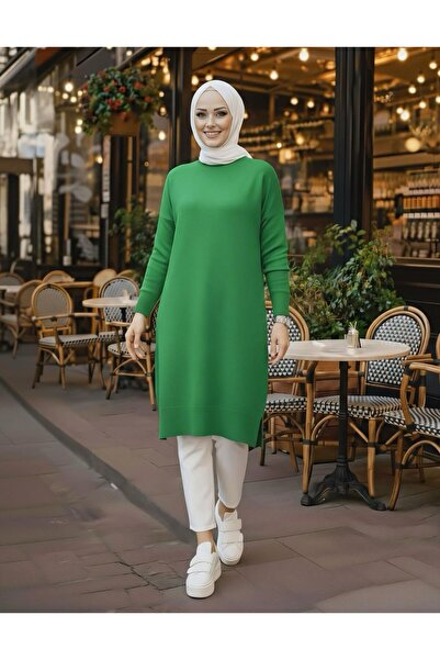 MEİLİN Crew Neck Mercerized Casual Knitwear Tunic