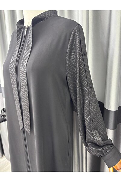 moda acar New Season Ribbon-Detail Ferace (the Product Has Buttons on the Sides)