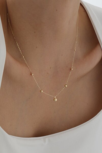 YAVUZ KUYUMCULUK 14 Ayar Altın Minimal Boncuk Kolye