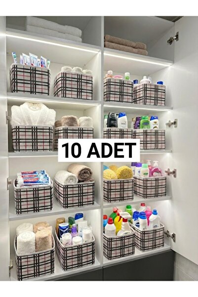 SEVMİŞ HOME 10 Adet Dolap Raf Düzenleyicisi Desenli KulpLu Organizer 45x24.20
