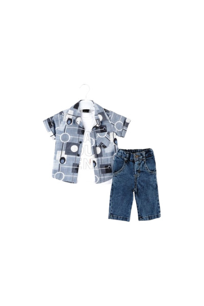 Efbey Boys' 3-piece denim set for ages 1.5 to 4 years - Made in Turkey