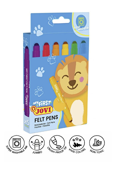 Jovi My First Jumbo Yıkanabilir Keçeli Boya Kalemi - 6 Renk