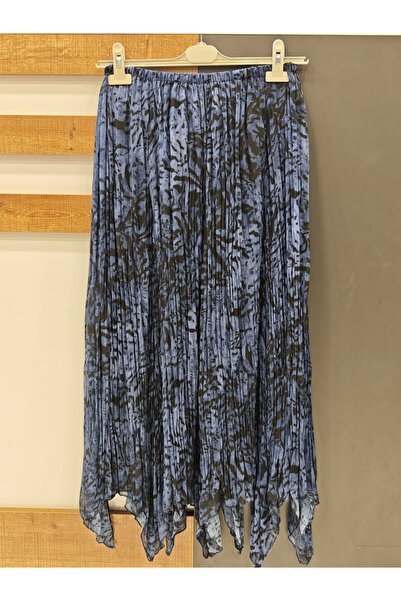 MODA MAÇKA PARK Chiffon Skirt with Asymmetrical Cut and Pattern