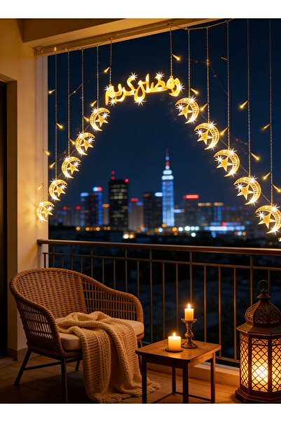 Generic أضواء رمضان، أضواء على شكل هلال ونجوم بطول مترين، 8 أوضاع إضاءة معلقة...