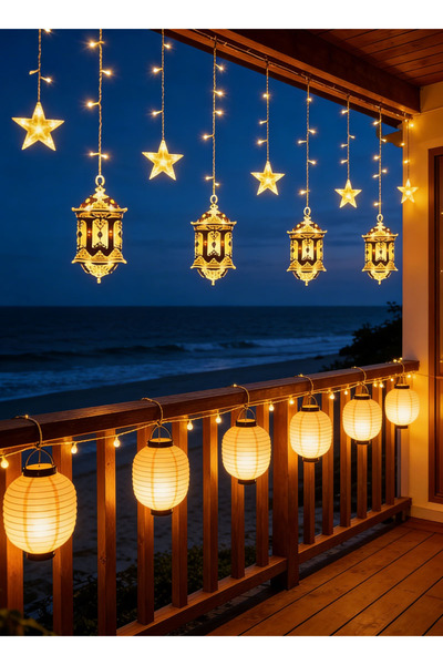 GZYIZHOU 2D Ramadan Lights, LED Star Lantern Curtain Lights for Bedroom Home ...