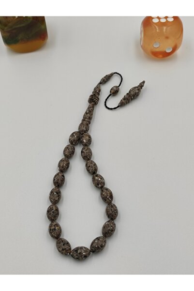 ALTUNTAŞ سبحة من رخام الكوريان مصنوعة يدويًا بتصميم مميز، مقاس 8 * 12 مم، بقط...