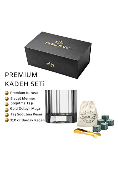 PERLOTUS 310 Cc Churchill Premium Crystal Glass and Granite Cooling Stone Set with Special Box