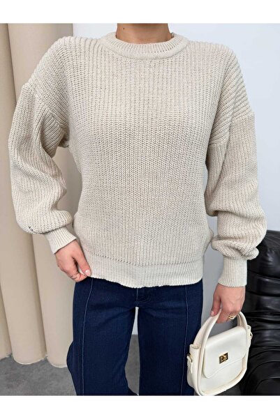 H&E LUXURY DESIGN Women's Comfortable Oversized Patterned Sleeve Patterned Kn...