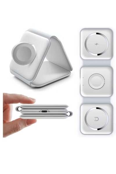 Generic Foldable 3 in 1 Magnetic Slim Phone Wireless Charger QI 15W Fast Char...