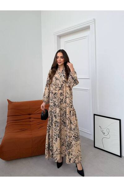 PREMİER VİE Hijab Viscose Dress – Patterned, Comfortable Fit, Everyday Wear