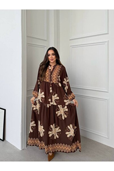 PREMİER VİE Hijab Viscose Dress – Patterned, Comfortable Fit, Everyday Wear