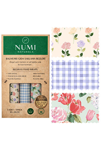 NUMI Naturals Wax Food Storage Cloths – Premium Set of 3 (30×30 cm) - Vintage...