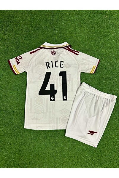 FRAGOLA Arsenal 2025/26 Yeni Sezon Declan Rice Deplasman Çocuk Forması (Beyaz)