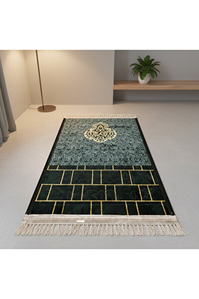 Goat-x سجادة صلاة بنقشة جدار الكعبة – لون أخضر داكن