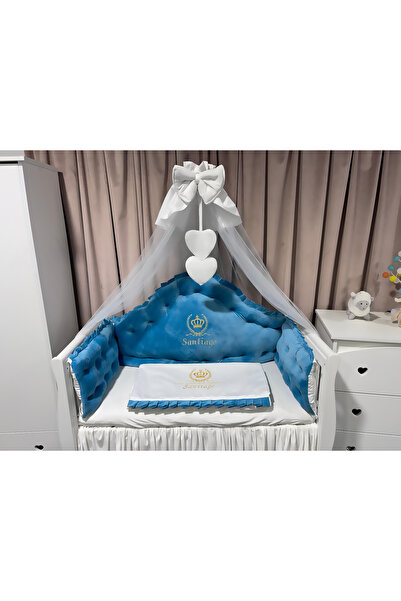 PeppiBambini Lenjerie de patut personalizata 7 piese REGAL Blue -