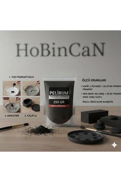Pelirum Siyah Toz Pigment 250 gr - Alçı, Beton, Taş Tozu Ve Hobi Harç Renklendirici - Deneme paketi