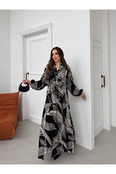 PREMİER VİE Hijab Viscose Dress – Patterned, Comfortable Fit, Everyday Wear