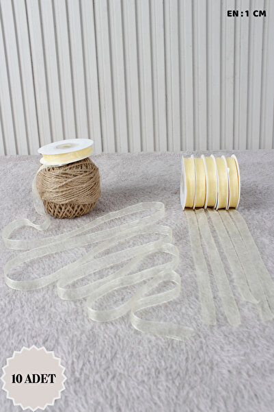 Mortex 10 komada krem organze Til traka 1 cm 22 metra - paket, venčanje, zaru...