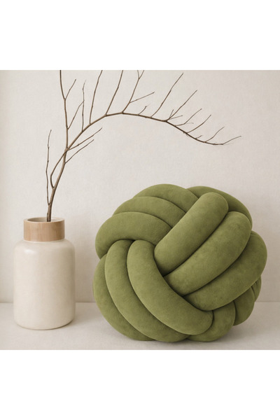 GULDESIGN Knot Throw Pillow Khaki Green