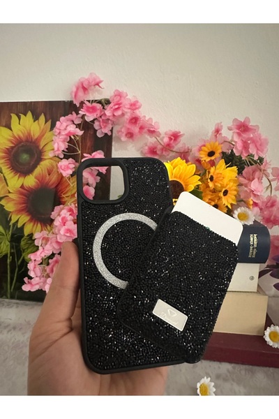 CaseHub (2’si 1 ARADA) iPhone 13 / 14 Kılıf Magsafe Cüzdan Kartlık Parlak Taş...