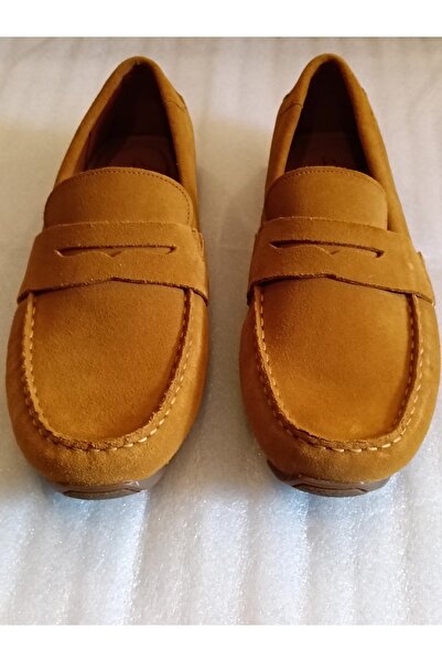 Butik Tülin حذاء رجالي من الجلد الطبيعي السويدي بلون الجمل مع أشرطة جانبية مر...