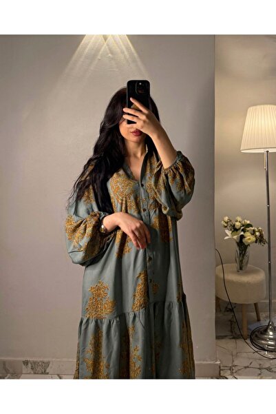 PREMİER VİE Hijab Viscose Dress – Patterned, Comfortable Fit, Everyday Wear