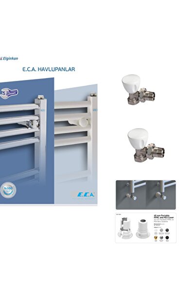 Eca E.C.A 50x70cm BEYAZ HAVLUPAN +2 ADET E.C.A KÖŞE RADYATÖR VANASI +2 ADET B...