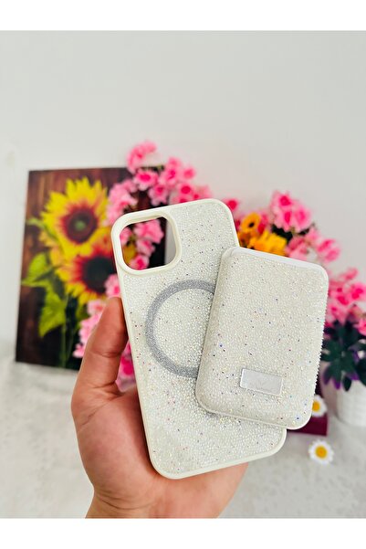 CaseHub (2’si 1 ARADA) iPhone 13 / 14 Kılıf Magsafe Cüzdan Kartlık Parlak Taş...