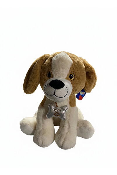 Sunman دمية كلب محشوة بالصوت 35 سم باللون الأبيض والبني