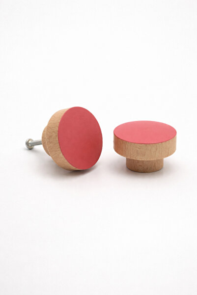 od orient design Antik Pembe - Naturel Ahşap Çekmece ve Dolap Kulbu 2’li