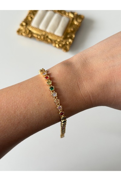 Charmist Çelik renkli zirkon yonca bileklik