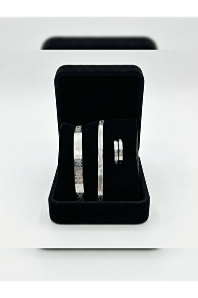 PURE BERRY طقم سوار وخاتم وسوار إيطالي من الفولاذ من AYETEL KURSI، لون فضي، م...