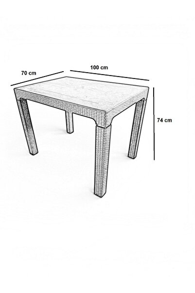 nar sokağı Camsız 70x100 cm Rattan Bahçe Balkon Masası