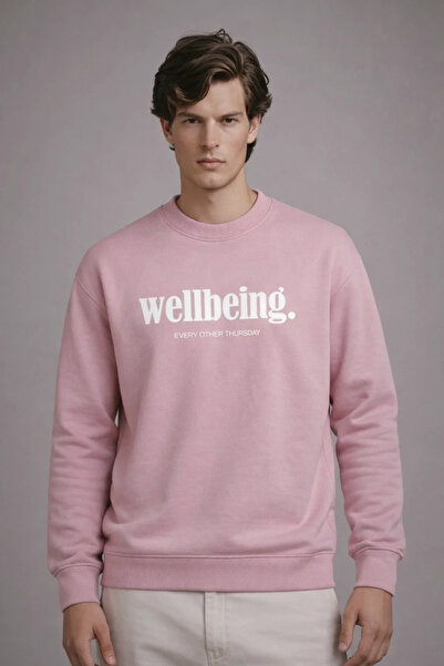 COMBİNE MİCHAİL Ανδρικό φούτερ σε ροζ χρώμα με στάμπα κειμένου