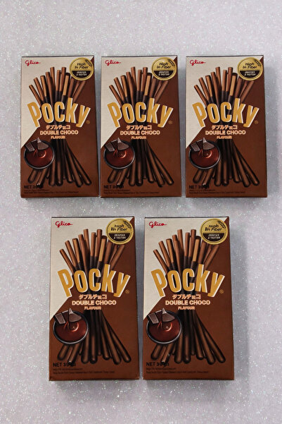 Glico Super Promo Pack 5 x 47g Pocky Double Choco Japanese Double Chocolate C...