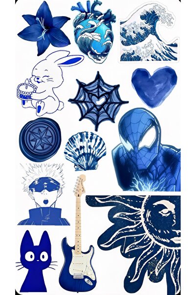 Limitless Design مجموعة الملصقات الجمالية الزرقاء - بلو إستيتيك |   ملصق للاب...