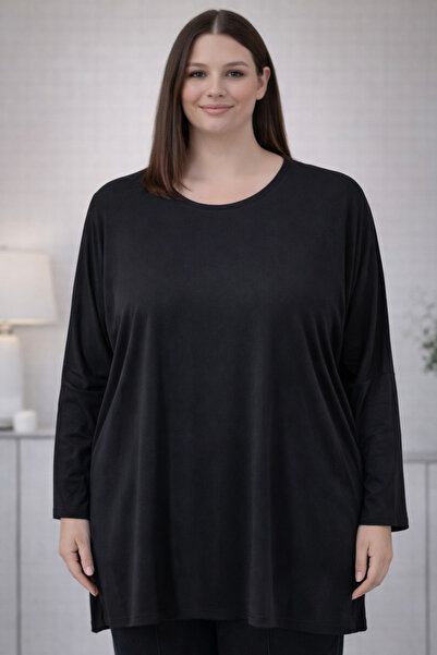 TUSSE Women's Plus Battal Printed Patterned Viscose Long Sleeve Large Size Bl...